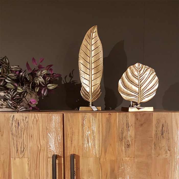 Gouden tafellamp bladvorm
