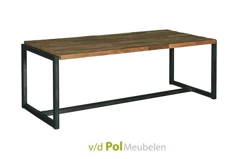 Houten tafel met stalen poten 220 cm