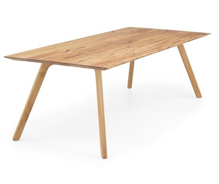 Eiken houten eettafel verjongd schuine houten poot