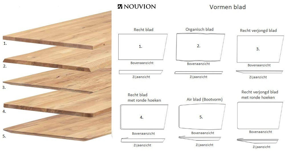 Nouvion eiken tafel verjongd schuine houten poot