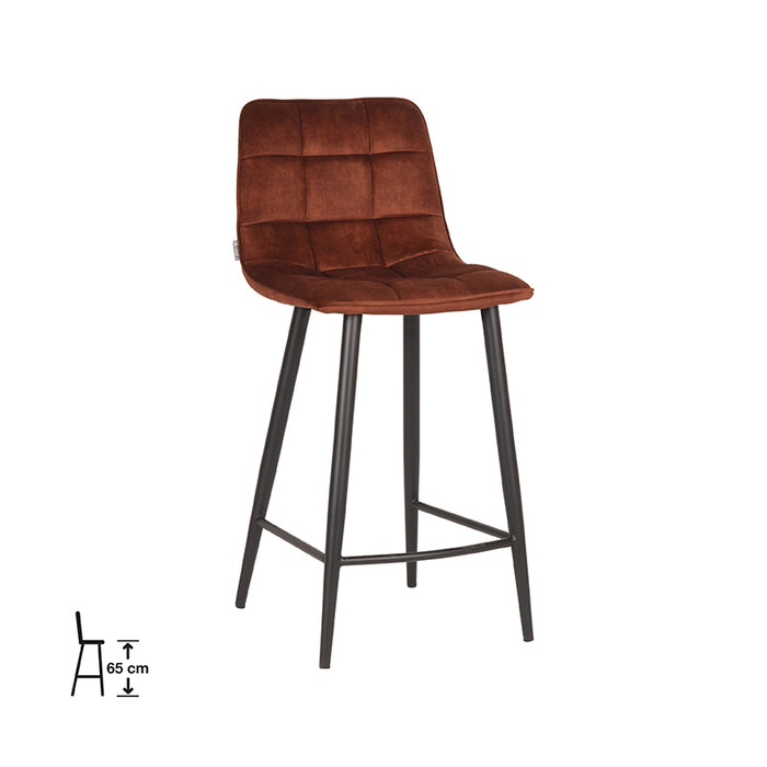 Rust Velours Barstoel Jelt - LABEL51 - Zithoogte 65 cm