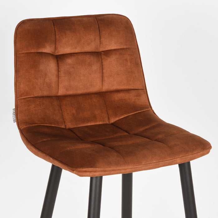 LABEL51 Jelt Barstoel - Oker - Velours - Zithoogte 78 cm