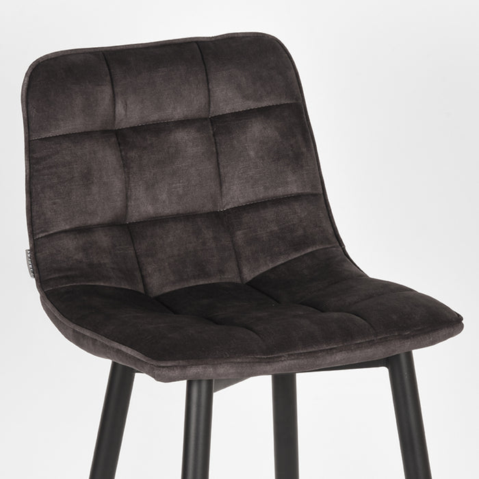 Barstoel Jelt - LABEL51 - Antraciet - Velours - Zithoogte 78 cm