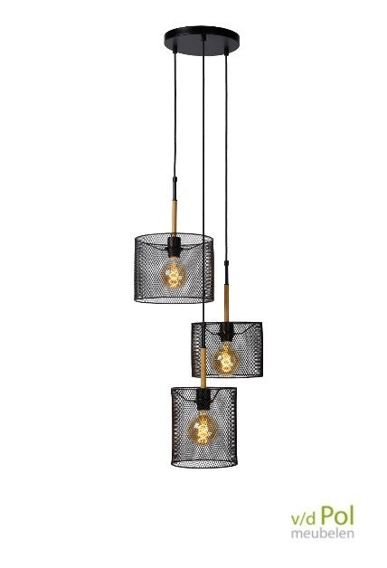 Hanglamp gaas zwart 3 lampen