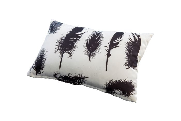 Yoi outdoor kussentje Feathers zwart wit 60 x 40 cm