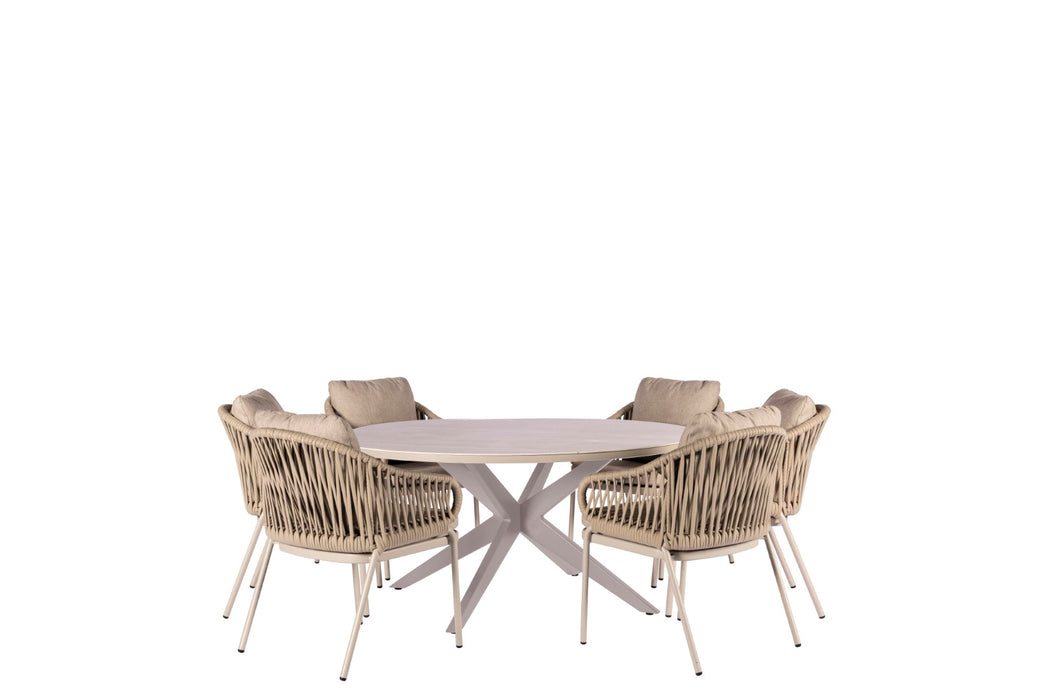 Tuintafel rond Calma YOI Ø120 cm salix/travertin