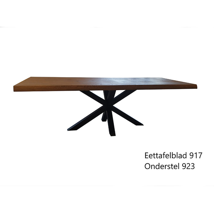 Dutch Oak Steel spinpoot tafel facetrand - veel opties
