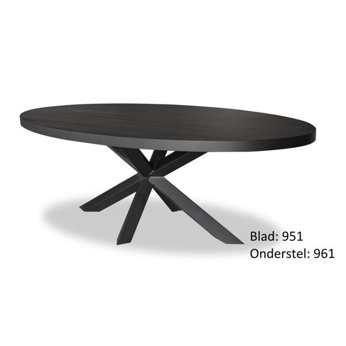 Dutch Oak Steel tafel ovaal zwart