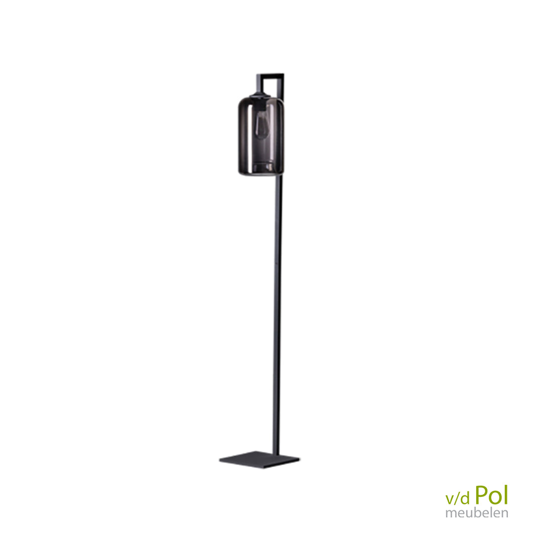 EGLO vloerlamp Lacey, rookglas lamp woonkamer, metalen staande