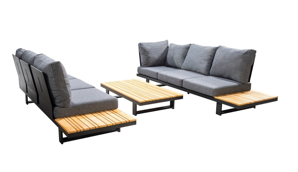 Funsui Yoi loungeset zwart met antraciet kussens all weather