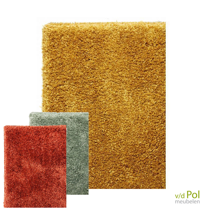 Glow wasbaar tapijt oker geel, rood of zachtgroen