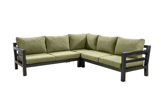loungeset-midori-hoek-260-x-260-xm-emerald-green-kussens-zwart-aluminium-frame