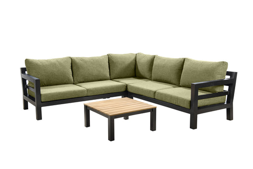 yoi-midori-loungeset-aluminium-zwart-emerald-green-inclusief-teakhouten-salontafel