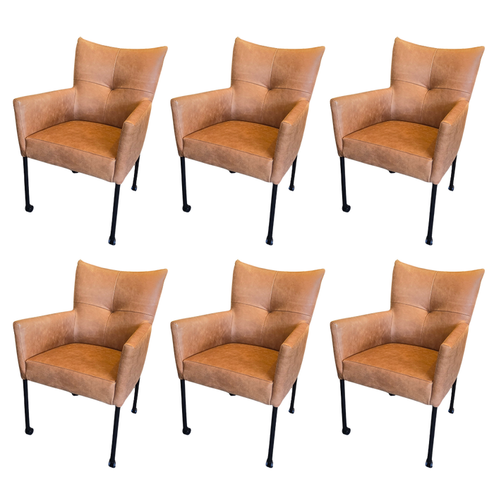 Solo cognac eetkamerstoel Haveco - Set van 6 | Met/zonder arm