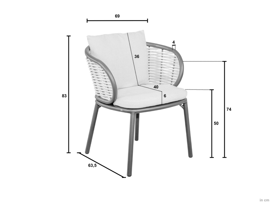 Afmetingen pine key tuinstoel apple bee