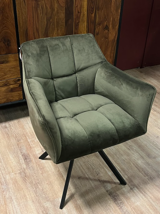 Armstoel - Groen Velours - Draaipoot | Showmodelaanbieding