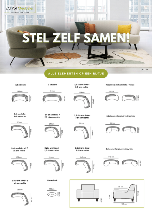 Bean bank organische bank met duo stoffering