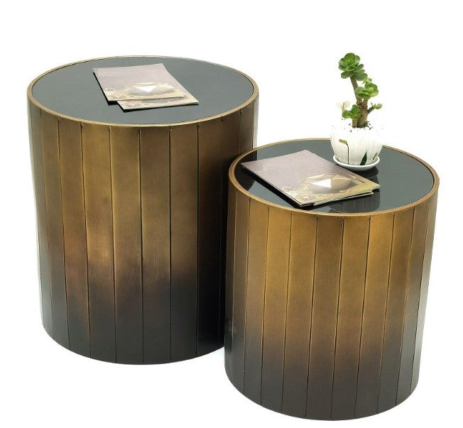 Bijzettafel set goud/ brons cilindervormig uitverkoop