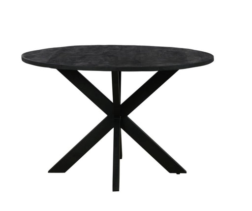 Bob-eettafel-zwart-rond-120cm-hout-metaal-spinpoot-mango-sale-uitverkoop-voorraad-directleverbaar-utrecht