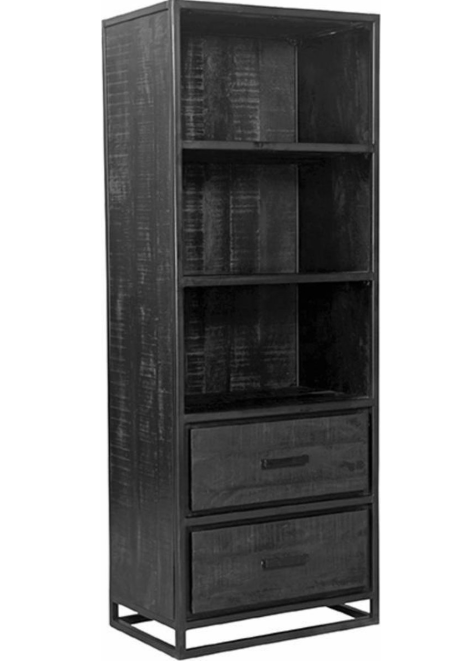 Boekenkast Chili - Mango zwart  - LABEL51 - 70x45x185 cm - Showmodelaanbieding