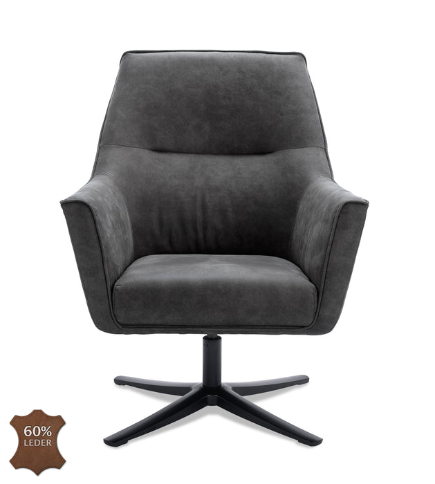 Draaifauteuil Bronco Bull graphite leder