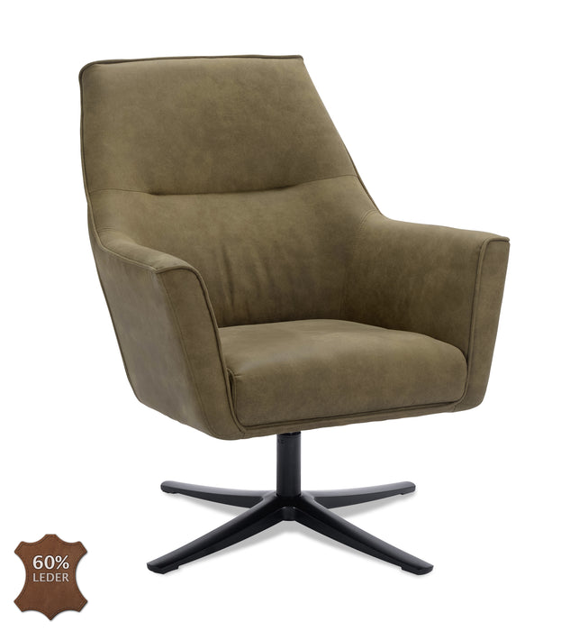 Bronco lederen draaifauteuil Bull Moss groen