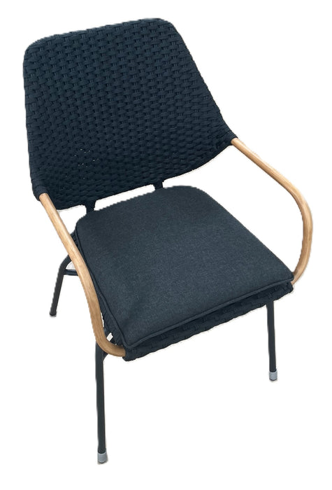 Tuinstoel Brooklyn set van 4 - zwart rope & teakhout