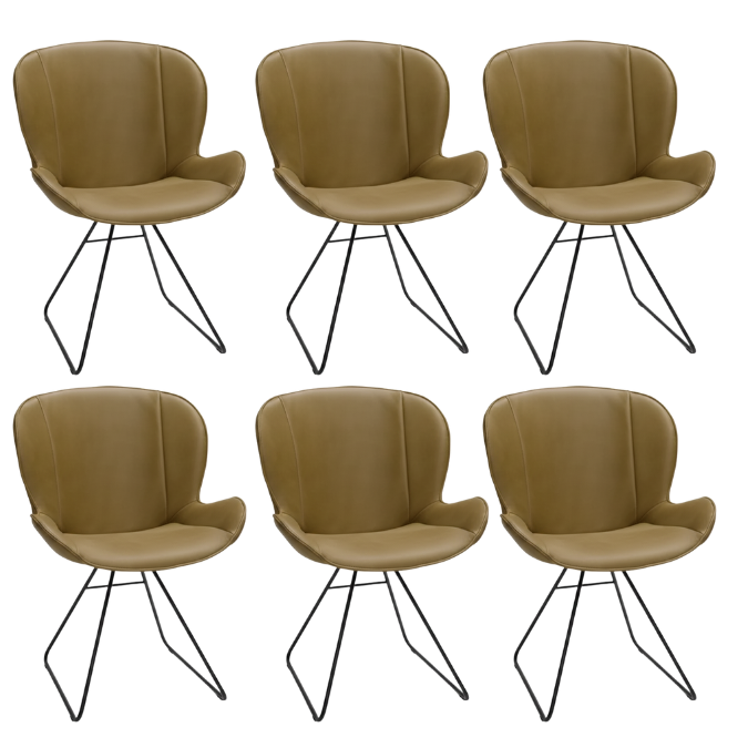 Butterfly eetkamerstoelen – Set van 6 in Lucca Avocado leer