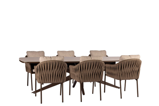 Calma dining table bronze Hydra dining chair 6 persoons tuinset yoi