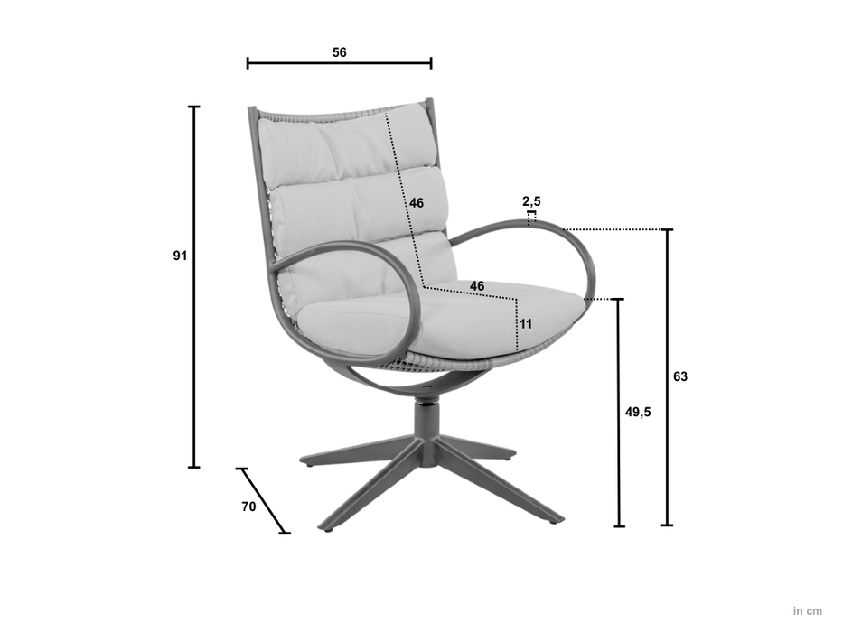 Camp Bay tuinstoel afmetingen