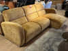 3-zits bank geel met hoge vast rug, retro design in oker geel fluweel