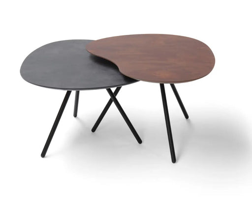 Cloudy Top salontafelset HPL BRONS en agaatgrijs en zwart metalen onderstel