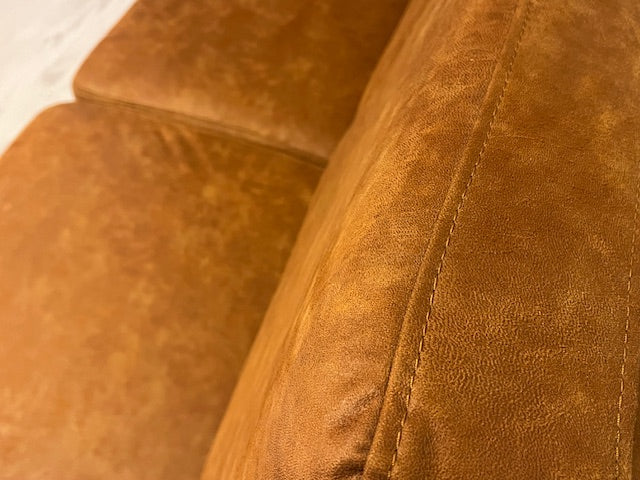 2-zits bank cognac microleder Bull stiksel