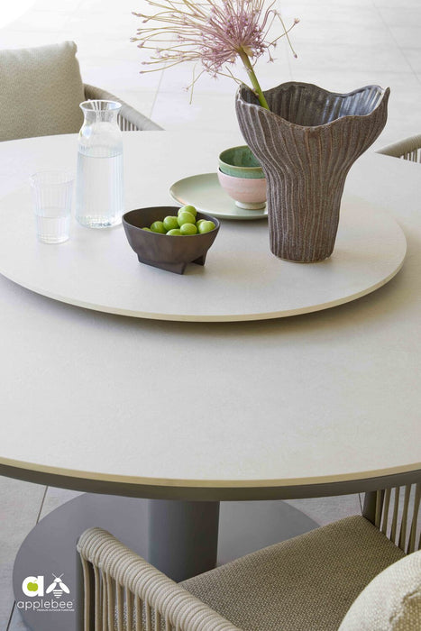 tuintafel low dining melville taupe ronde eettafel apple bee