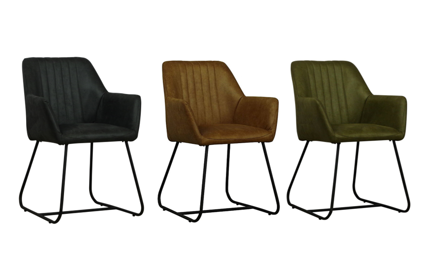 Doris-eetkamerstoel-3-metarmleuning-leerlook-wildeboer-zwart-metaal-frame-poot-stoer-industrieel-groen-cognac-antraciet-uitverkoop-sale-utrecht