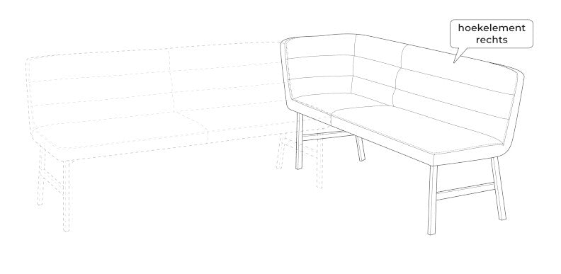 Hoekelement rechts eetbank David