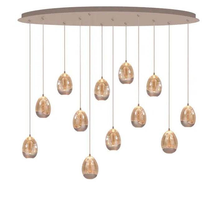 Grote luxe druppel lamp 12 lichts egg champagne