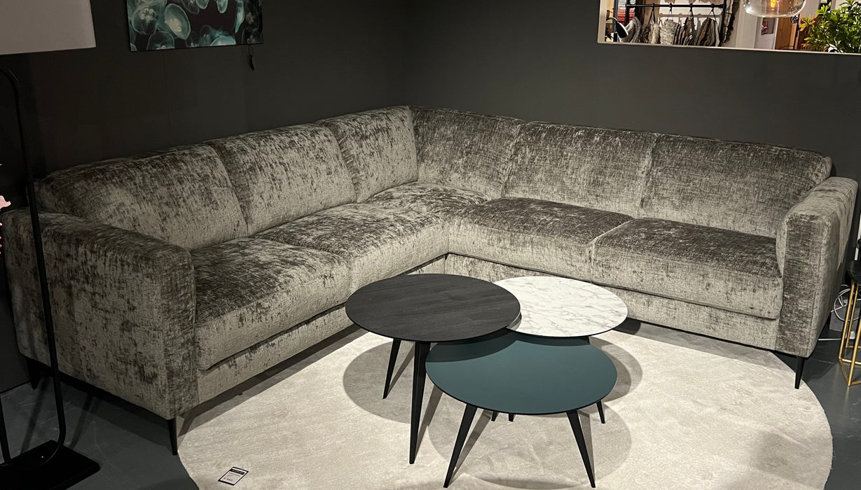 Hoek-bank-elementen-Savana-Anker-L253xB253xD88cm-zitmeubel-zilver-grijs-velvet-velours-vastekussens-pootjes-zwart-sale-Bilthoven-uitverkoop-showmodel