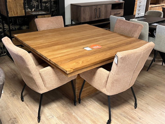 Vierkante Houten Eettafel 140x140 cm met Houten Kolomvoet – Showmodel Utrecht