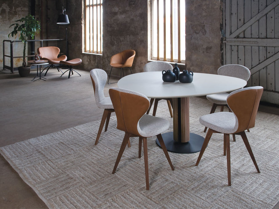 Industriele eetkamerstoel Spin R leder en stof duobekleding brees new world 