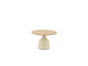 June salontafel tuin Ø60cm creme keramiek en rond teak blad 4 seasons