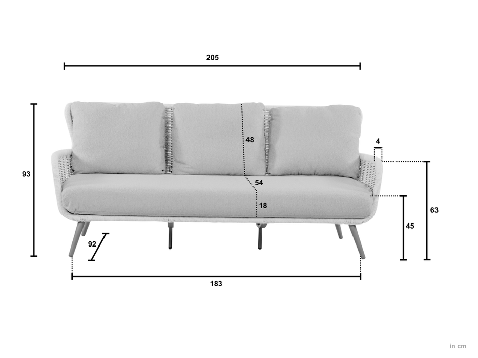 Key Largo 3 zits sofa afmetingen apple bee