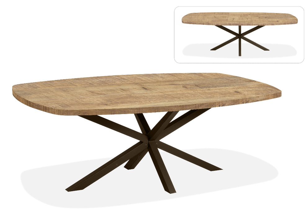 deens ovaal Mangohout uitschuifbare eettafel mito anodic brown frame
