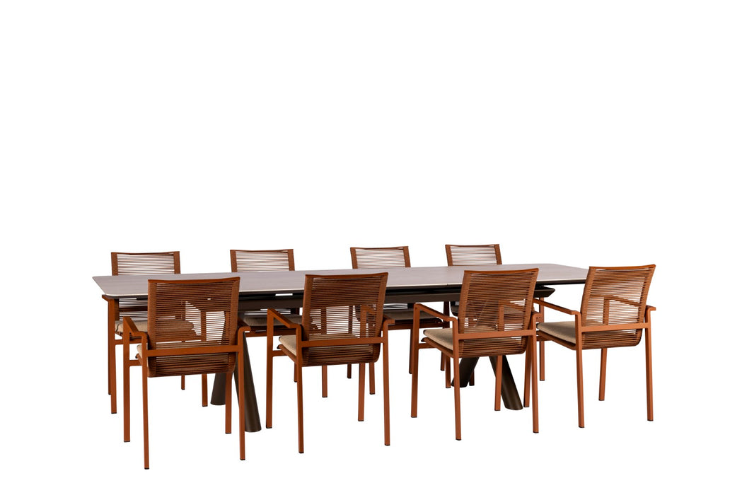 Maratea bronze dining set met Ishi dining chair sienna yoi