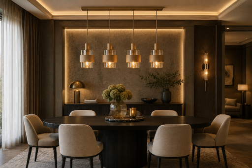 Marrone zand-amber hanglamp 4 lichts