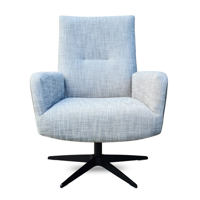 Maud draaifauteuil met hoge rugleuning stoffen bekleding en zwarte draaipoot