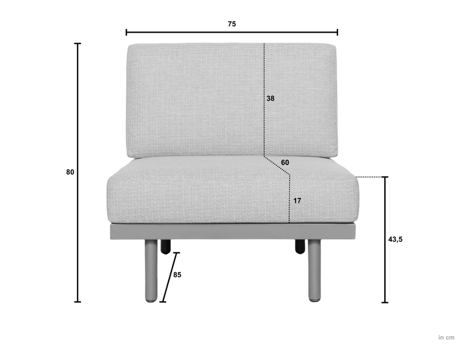 Applebee Maui centerchair -middenelement taupe