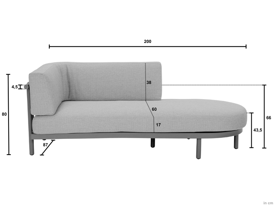 Applebee Maui chaise longue - rechts/links
