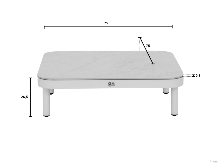 Salontafel Maui Applebee aluminium taupe/ keramiek
