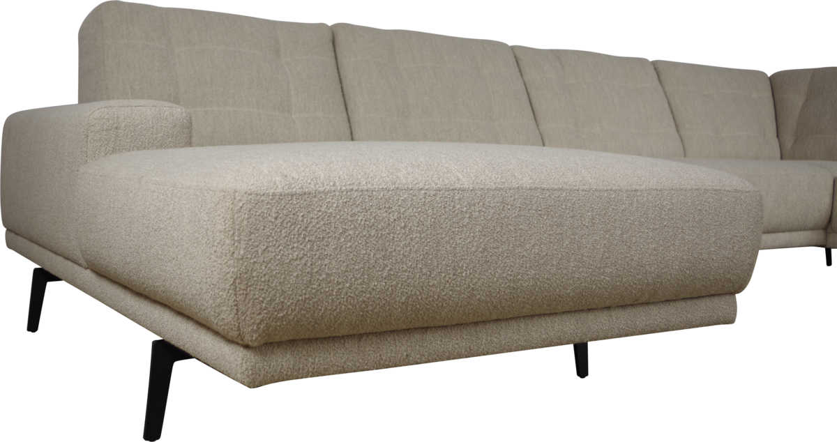 Gecapitonneerde retro hoekbank ‘Nienke’ met modulaire elementen.